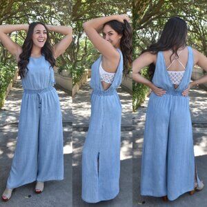 Chambray Wide Led Jumpsuit